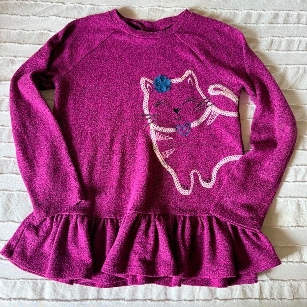 Flapdoodles purple cat girls sweater